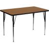 Flash Furniture Wren 30”W x 48”L Rectangular Red Thermal Laminate Activity Table – Standard Height Adjustable Legs(Oak)