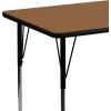 Flash Furniture Wren 30”W x 48”L Rectangular Red Thermal Laminate Activity Table – Standard Height Adjustable Legs(Oak)