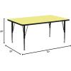 Flash Furniture Wren 30″W x 72″L Rectangular Oak Thermal Laminate Activity Table – Height Adjustable Short Legs(Yellow)