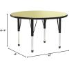 Flash Furniture Wren 42” Round Grey Thermal Laminate Activity Table – Height Adjustable Short Legs(Yellow)
