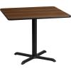 Flash Furniture 36” Square Mahogany Laminate Table Top with 30” x 30” Table Height Base(Walnut)