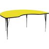Flash Furniture 48”W x 96”L Kidney Oak HP Laminate Activity Table – Standard Height Adjustable Legs(Yellow)
