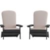 Flash Furniture Charlestown Folding Adirondack Chairs Poly Resin Frame-All-Weather Cushions-Indoor/Outdoor Use, Set of 2, White/Teal(Black/Cream)