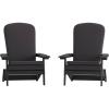 Flash Furniture Charlestown Folding Adirondack Chairs Poly Resin Frame-All-Weather Cushions-Indoor/Outdoor Use, Set of 2, White/Teal(Black/Gray)