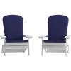 Flash Furniture Charlestown Folding Adirondack Chairs Poly Resin Frame-All-Weather Cushions-Indoor/Outdoor Use, Set of 2, White/Teal(White/Blue)