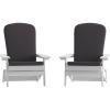 Flash Furniture Charlestown Folding Adirondack Chairs Poly Resin Frame-All-Weather Cushions-Indoor/Outdoor Use, Set of 2, White/Teal(White/Gray)