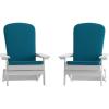 Flash Furniture Charlestown Folding Adirondack Chairs Poly Resin Frame-All-Weather Cushions-Indoor/Outdoor Use, Set of 2, White/Teal(White/Teal)