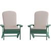 Flash Furniture Charlestown Set of 2 Adirondack Chairs with Cushions – Slate Gray Poly Resin Frame – Cream All-Weather Cushions – Indoor/Outdoor Use(Green/Cream)