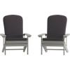 Flash Furniture Charlestown Set of 2 Adirondack Chairs with Cushions – Slate Gray Poly Resin Frame – Cream All-Weather Cushions – Indoor/Outdoor Use(Grey)