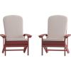 Flash Furniture Charlestown Set of 2 Adirondack Chairs with Cushions – Slate Gray Poly Resin Frame – Cream All-Weather Cushions – Indoor/Outdoor Use(Red/Cream)