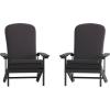 Flash Furniture Charlestown Set of 2 Adirondack Chairs with Cushions – Slate Gray Poly Resin Frame – Cream All-Weather Cushions – Indoor/Outdoor Use(Slate Gray/Gray)