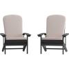 Flash Furniture Charlestown Set of 2 Adirondack Chairs with Cushions – Slate Gray Poly Resin Frame – Cream All-Weather Cushions – Indoor/Outdoor Use(Slate Gray/Cream)
