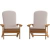 Flash Furniture Charlestown Set of 2 Adirondack Chairs with Cushions – Slate Gray Poly Resin Frame – Cream All-Weather Cushions – Indoor/Outdoor Use(Teak/Cream)