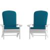 Flash Furniture Charlestown Set of 2 Adirondack Chairs with Cushions – Slate Gray Poly Resin Frame – Cream All-Weather Cushions – Indoor/Outdoor Use(White/Teal)
