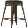 Flash Furniture Cierra 4 Pack Commercial Indoor Counter Height Stools – Gunmetal Galvanized Steel Frame – Black All-Weather Poly Resin Seat – 24″ High – Backless