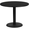 Flash Furniture Graniss 36” Round Walnut Laminate Table Top with 24” Round Table Height Base(Black)