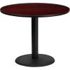Flash Furniture Graniss 36” Round Walnut Laminate Table Top with 24” Round Table Height Base(Mahogany)