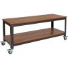 Flash Furniture Livingston Collection TV Stand in Brown Oak Wood Grain Finish with Metal Wheels