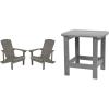 Flash Furniture Set of 2 Gray Poly Resin Adirondack Chairs & Commercial Poly Resin Adirondack Side Table – All Weather