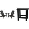 Flash Furniture Set of 2 Slate Gray Poly Resin Adirondack Chairs and Black Poly Resin Adirondack Side Table – All Weather Indoor/Outdoor