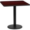 Flash Furniture Stiles 24” Square Black Laminate Table Top with 18” Round Table Height Base(Mahogany)