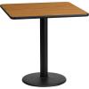 Flash Furniture Stiles 24” Square Black Laminate Table Top with 18” Round Table Height Base(Natural)
