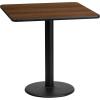 Flash Furniture Stiles 24” Square Black Laminate Table Top with 18” Round Table Height Base(Walnut)