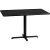Flash Furniture Stiles 30” x 48” Rectangular Black Laminate Table Top with 23.5” x 29.5” Table Height Base(Black)