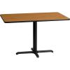 Flash Furniture Stiles 30” x 48” Rectangular Black Laminate Table Top with 23.5” x 29.5” Table Height Base(Natural)