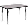 Flash Furniture Wren 30”W x 48”L Rectangular Red Thermal Laminate Activity Table – Standard Height Adjustable Legs(Grey)