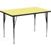 Flash Furniture Wren 30”W x 48”L Rectangular Red Thermal Laminate Activity Table – Standard Height Adjustable Legs(Yellow)