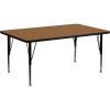 Flash Furniture Wren 30″W x 72″L Rectangular Oak Thermal Laminate Activity Table – Height Adjustable Short Legs(Oak)