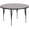 Flash Furniture Wren 42” Round Grey Thermal Laminate Activity Table – Height Adjustable Short Legs(Grey)