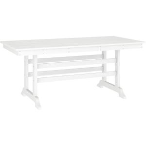 Flash Furniture Abraham Outdoor Dining Table for 6, Commercial Grade All-Weather Recycled HDPE Adirondack Style Table, UV Fade Resistant, 72″ Rectangle, Gray(White)