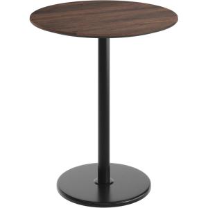 Flash Furniture Acadia 36″ Round Indoor Gray Faux Concrete Tabletop with 24″ Round Black Bar Height Base, Seamless TopGuard HPL Top and Edge(Dark Brown/Black Base)