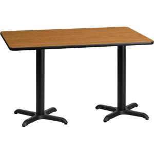 Flash Furniture Graniss 30” x 60” Rectangular Mahogany Laminate Table Top with 22” x 22” Table Height Bases(Natural)