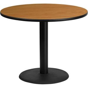 Flash Furniture Graniss 36” Round Walnut Laminate Table Top with 24” Round Table Height Base(Natural)