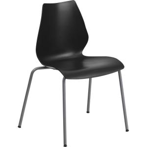 Flash Furniture HERCULES Series 770 lb. Capacity White Stack Chair with Lumbar Support and Silver Frame(Black)