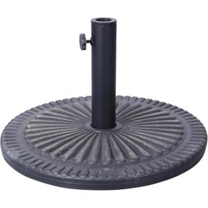 Flash Furniture Kona Universal Cement Patio Umbrella Base with Weatherproof Sunburst Pattern Plastic Polymer Coating – 19.25″ Diameter, Black(Bronze)