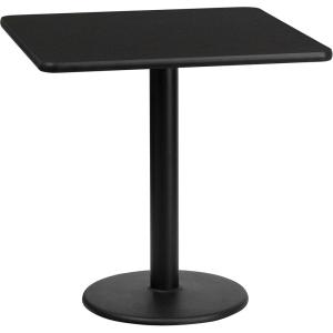 Flash Furniture Stiles 24” Square Black Laminate Table Top with 18” Round Table Height Base(Black)
