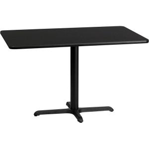 Flash Furniture Stiles 30” x 48” Rectangular Black Laminate Table Top with 23.5” x 29.5” Table Height Base(Black)