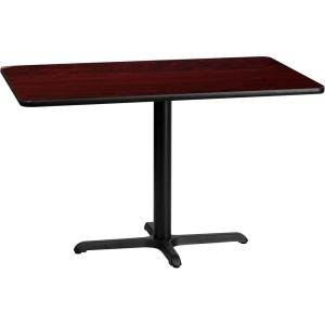 Flash Furniture Stiles 30” x 48” Rectangular Black Laminate Table Top with 23.5” x 29.5” Table Height Base(Mahogany)