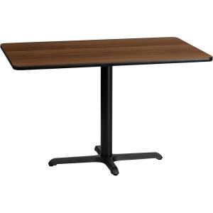 Flash Furniture Stiles 30” x 48” Rectangular Black Laminate Table Top with 23.5” x 29.5” Table Height Base(Walnut)