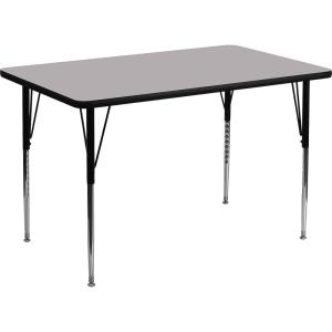 Flash Furniture Wren 30”W x 48”L Rectangular Red Thermal Laminate Activity Table – Standard Height Adjustable Legs(Grey)