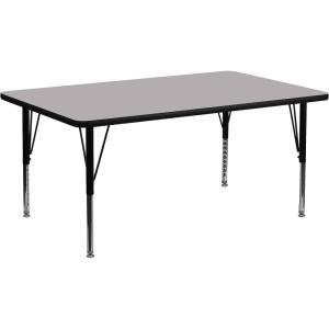 Flash Furniture Wren 30″W x 72″L Rectangular Oak Thermal Laminate Activity Table – Height Adjustable Short Legs(Grey)