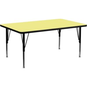 Flash Furniture Wren 30″W x 72″L Rectangular Oak Thermal Laminate Activity Table – Height Adjustable Short Legs(Yellow)