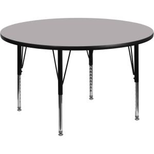 Flash Furniture Wren 42” Round Grey Thermal Laminate Activity Table – Height Adjustable Short Legs(Grey)