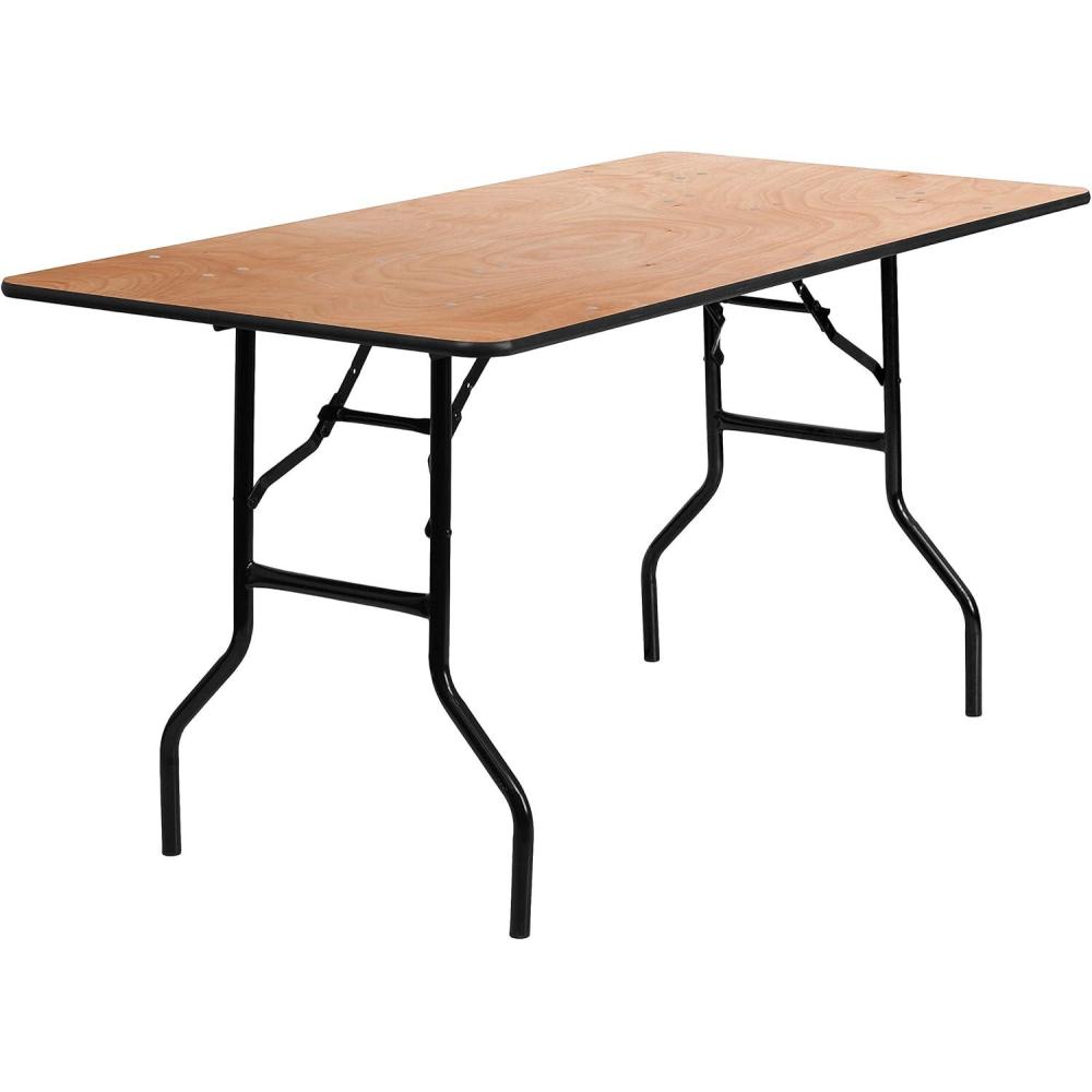 image:imageFlash Furniture Gael 5Foot Rectangular Wood Folding Banquet Table with Clear Coated Finished Top
