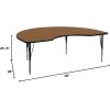 Flash Furniture 48”W x 96”L Kidney Yellow Thermal Laminate Activity Table – Height Adjustable Short Legs(Oak)