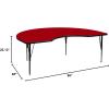 Flash Furniture 48”W x 96”L Kidney Yellow Thermal Laminate Activity Table – Height Adjustable Short Legs(Red)